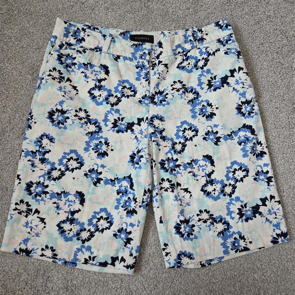 Vibrant Blue Floral Chino Shorts - Size 6